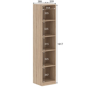 Стеллаж SIMPLE SR-5U, дуб сонома светлый, 386х359х1815 мм